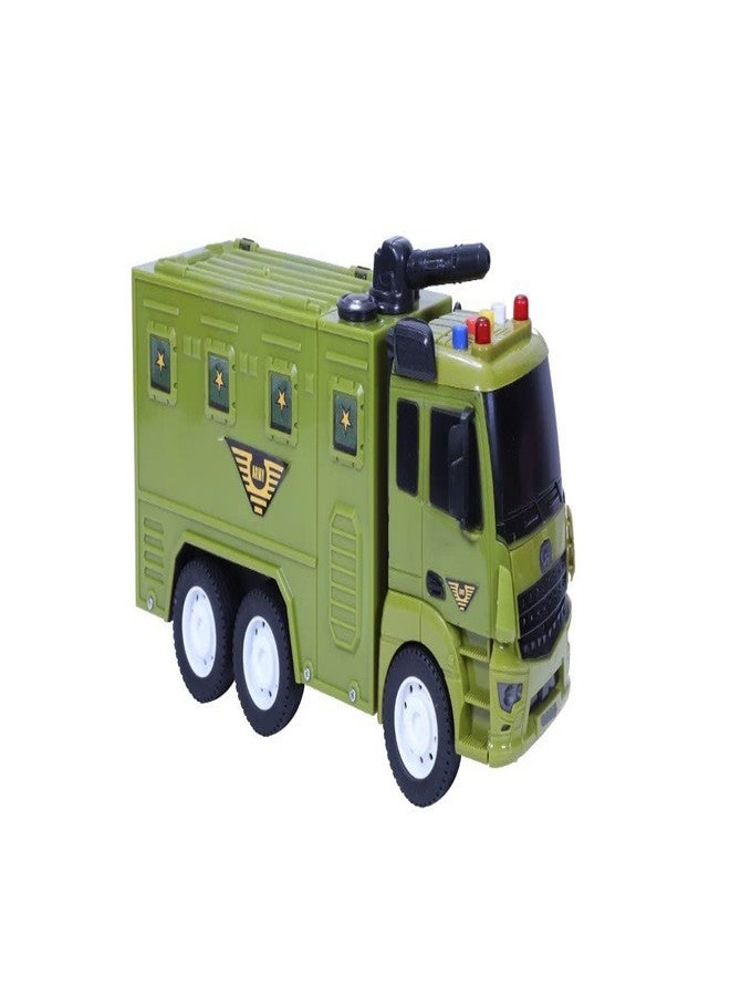 HS ENTERPRISE Military Vehicle Army Toys Truck Carrier Vehicle Push & Go Lorry Model With Lights And Sounds For Kids Toddlers Boys, Green - Image 1